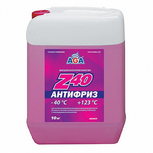 AGA003Z AGA Aнтифриз 10KG готовый к применению, красный, -40С;Антифриз, готовый к применению, красный -40С, Z40 10л
