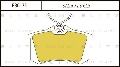 BB0125 BLITZ Колодки дисковые задние! VW Golf II/III/Passat 1.6-2.8/1.9TDi 88-99;Колодки тормозные дисковые задние