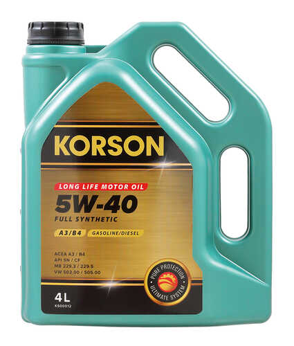 KS00012 KORSON Масло моторное 5W-40 A3/B4 4L;Масло моторное синт. FULL SYNTEHTIC 5W-40 A3/B4 4л
