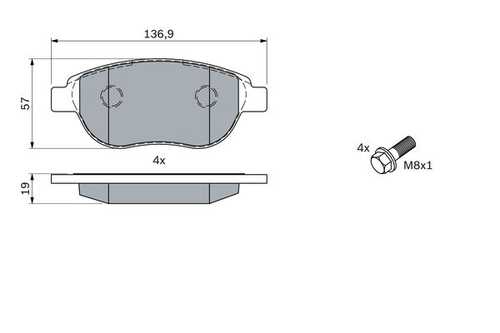 0986494038 BOSCH 986 494 038 841 00=852 000B-SX колодки дисковые п. Peugeot 307, Citroen Xsara 1.6-2.0/HDi 00>;Комплект тормозных колодок