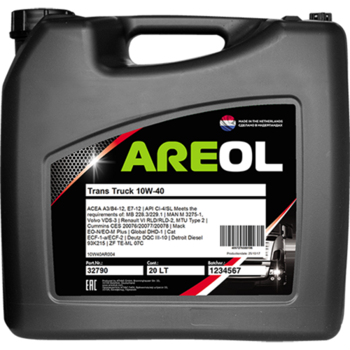 10W40AR004 AREOL Trans Truck 10W40 (20L) масло моторное! полусин. ACEA A3/B4,E7,API CI-4, MB 228.3, MAN M 3275