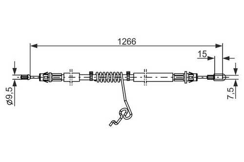 1987482281 BOSCH Трос ручника задний правый! L=1262 Ford Transit FT 350 2.4TDCi 06>;Трос, стояночная тормозная система