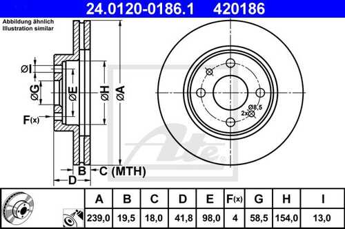 24012001861 ATE Диск тормозной передний! Lada 110/111/112 1.5 95>;Тормозной диск