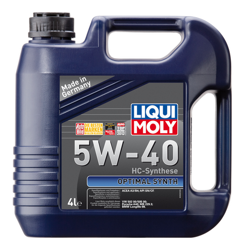3926 LIQUIMOLY LiquiMoly 5W40 Optimal Synth (4L) масло мотор.! син. api SN/CF,ACEA A3-04,B4-04:VW,Porsche,MB229.3;Масло моторное LIQUI-MOLY Optimal Synth 5W40 A3/B4 CF/SN (Синтетическое, 4л/5л)
