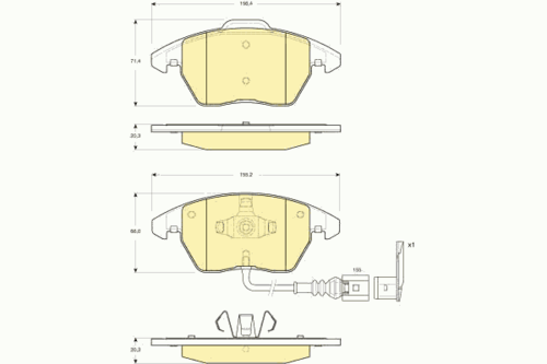 6115502 GIRLING Колодки тормозные AUDI A3/VOLKSWAGEN G5/PASSAT 06>/TOURAN 03>06/CADDY 04> пер.;Комплект тормозных колодок, дисковый тормоз