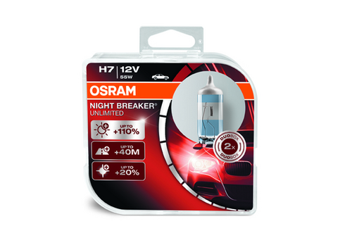 64210NBU OSRAM Лампа NIGHT BREAKER UNLIMITED! 1шт. (H7) 12V 55W PX26d +110% света;Лампа накаливания