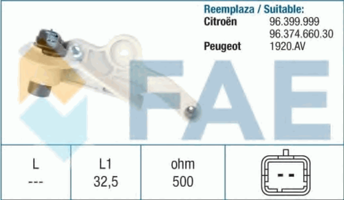 79119 FAE Датчик положения коленвала! Citroen Xsara 1.6 16V, Peugeot 206/306/3071.4/1.6/16V;Датчик импульсов
