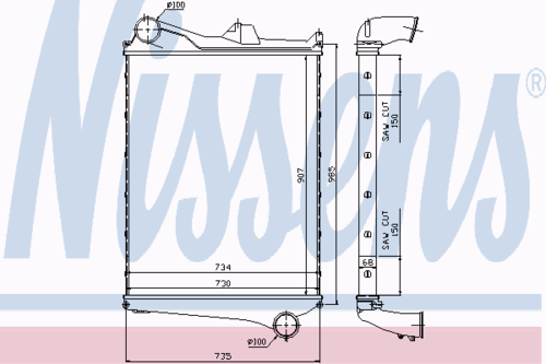 97006 NISSENS Интеркулер! 907x730x63VOLVO FM9 (01-05), FM12 (98-05);Теплообменник