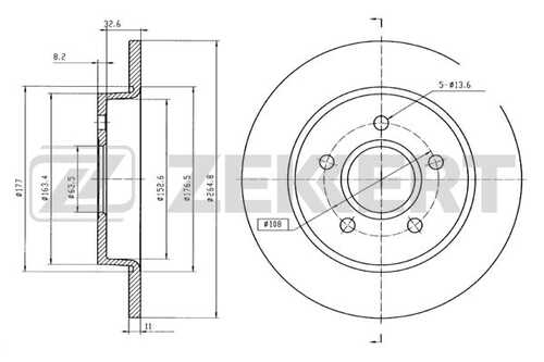 BS5314 ZEKKERT Диск торм. зад. FORD C-MAX I 07- II 04-;Тормозной диск