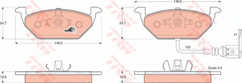 GDB1386 TRWLUCAS Колодки тормозные передние;633 21=644 021B-SX=FO687781! колодки дисковые п. vw Golf,Skoda Octavia 1.4-1.9SD 99>датч.;Комплект тормозных колодок