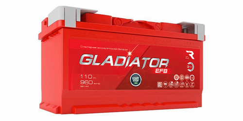 GEF11000 GLADIATOR Аккумулятор EFB 110 Ah, 960 A, 353x175x190 обр.;Аккумулятор GLADIATOR EFB 110 Ah, 960 A, 353x175x190 обр. LCV