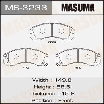 MS3233 MASUMA Колодки дисковые передние Mitsubishi Galant 2.0/2.5 89>/L200 2.5D/TD 96>;Колодки тормозные