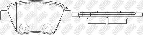 PN0550 NIBK - колодки дисковые задние! с антискрип. пл. AudiA3, VW Golf, Skoda Superb 1.2-3.2 08>;Колодки тормозные дисковые;Комплект тормозных колодок