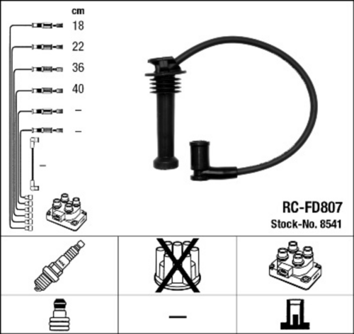 RCFD807 NGK Комплект проводов зажигания