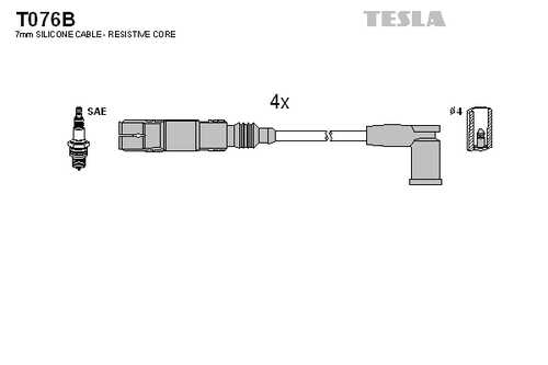 T076B TESLA Комплект проводов зажигания